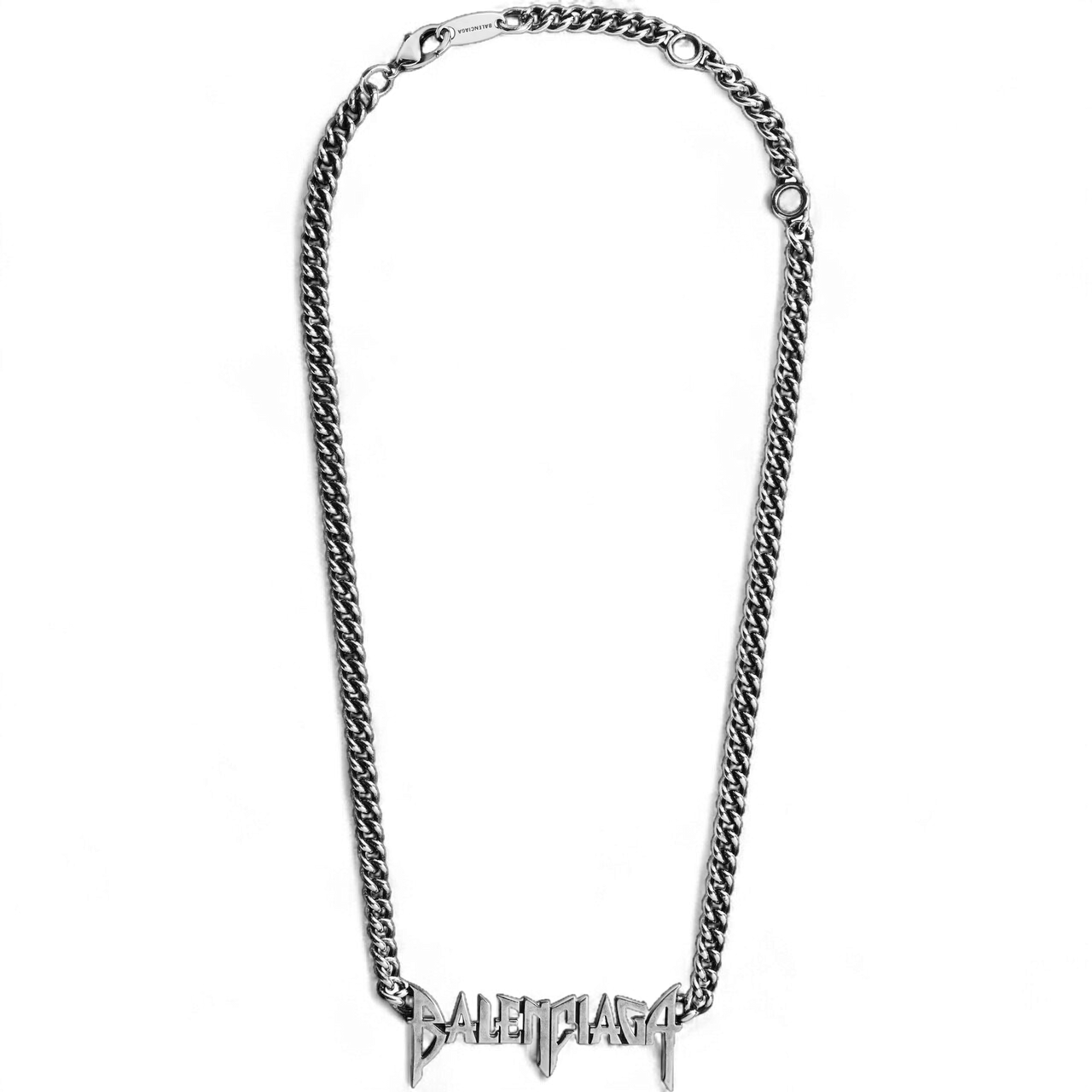 Balenciaga 'Typo Metal' Necklace in Silver