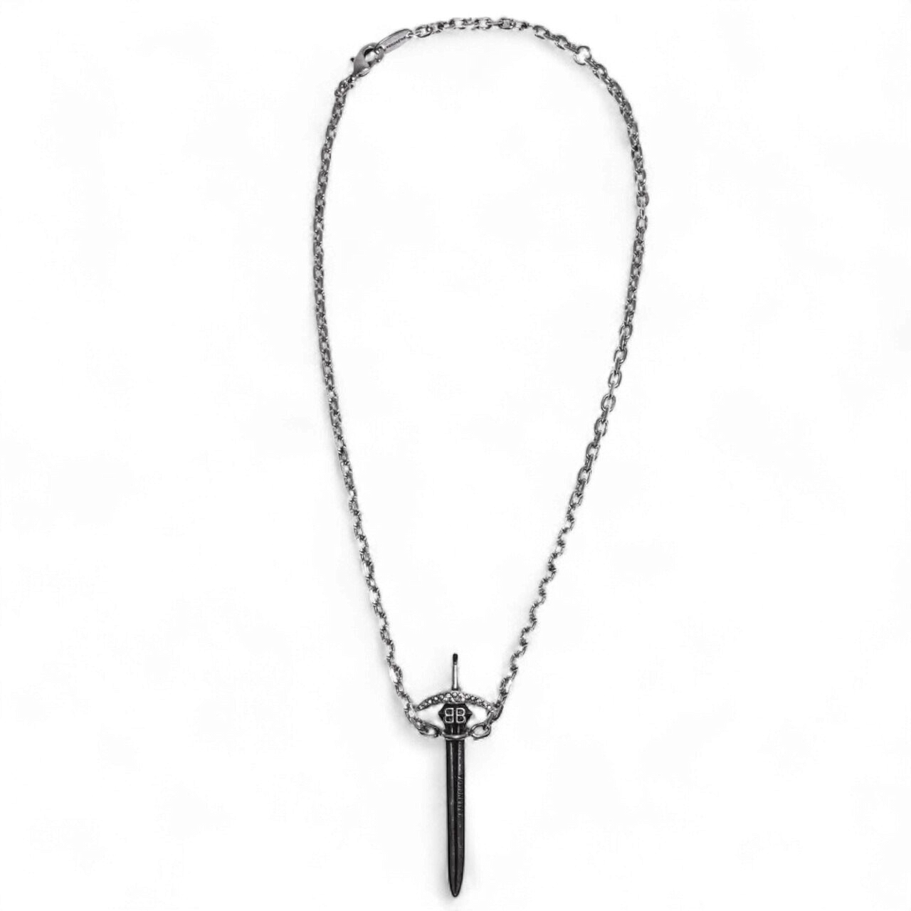 Balenciaga Goth Sword Necklace 'Antique Silver/Crystal'