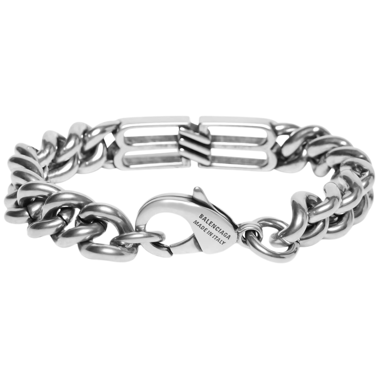 Balenciaga BB Icon Gourmette Bracelet In Antique Silver