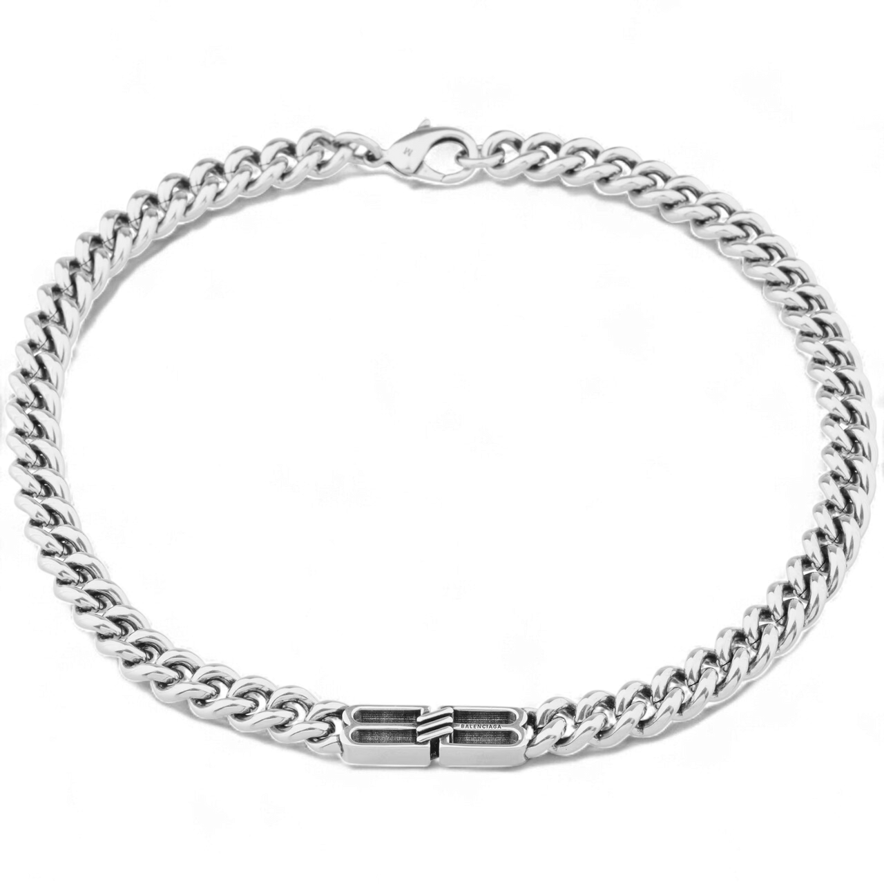 Balenciaga BB Icon Gourmette Necklace In Antique Silver